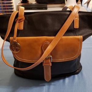 Giani Bernini Black & Tan Leather Tote Bag
